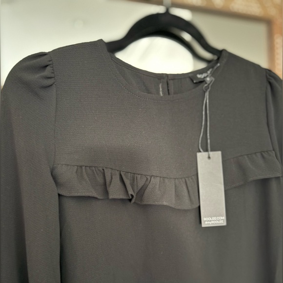 NEW Roolee Black Ruffle Detail top/blouse - Picture 4 of 6